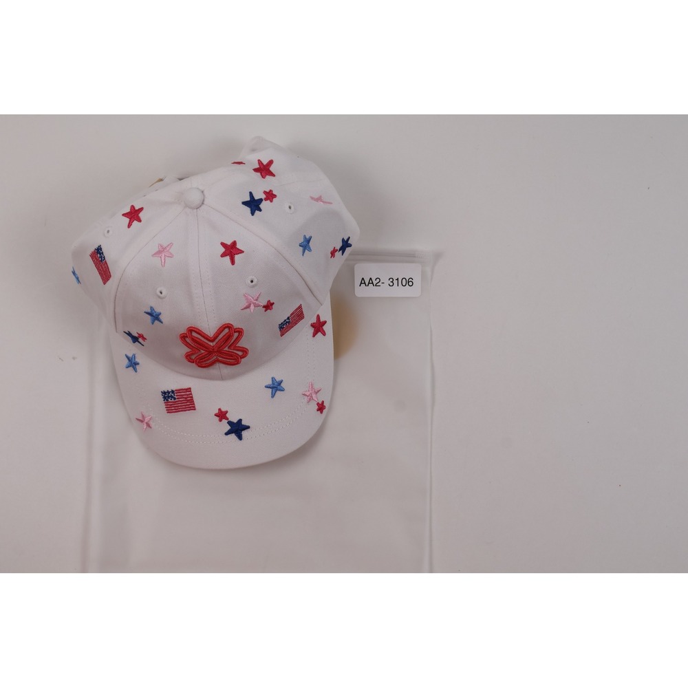 Lilly Pulitzer Baseball Cap Stars and Stripes White Embroidered OS Cotton NEW - Picture 6 of 6